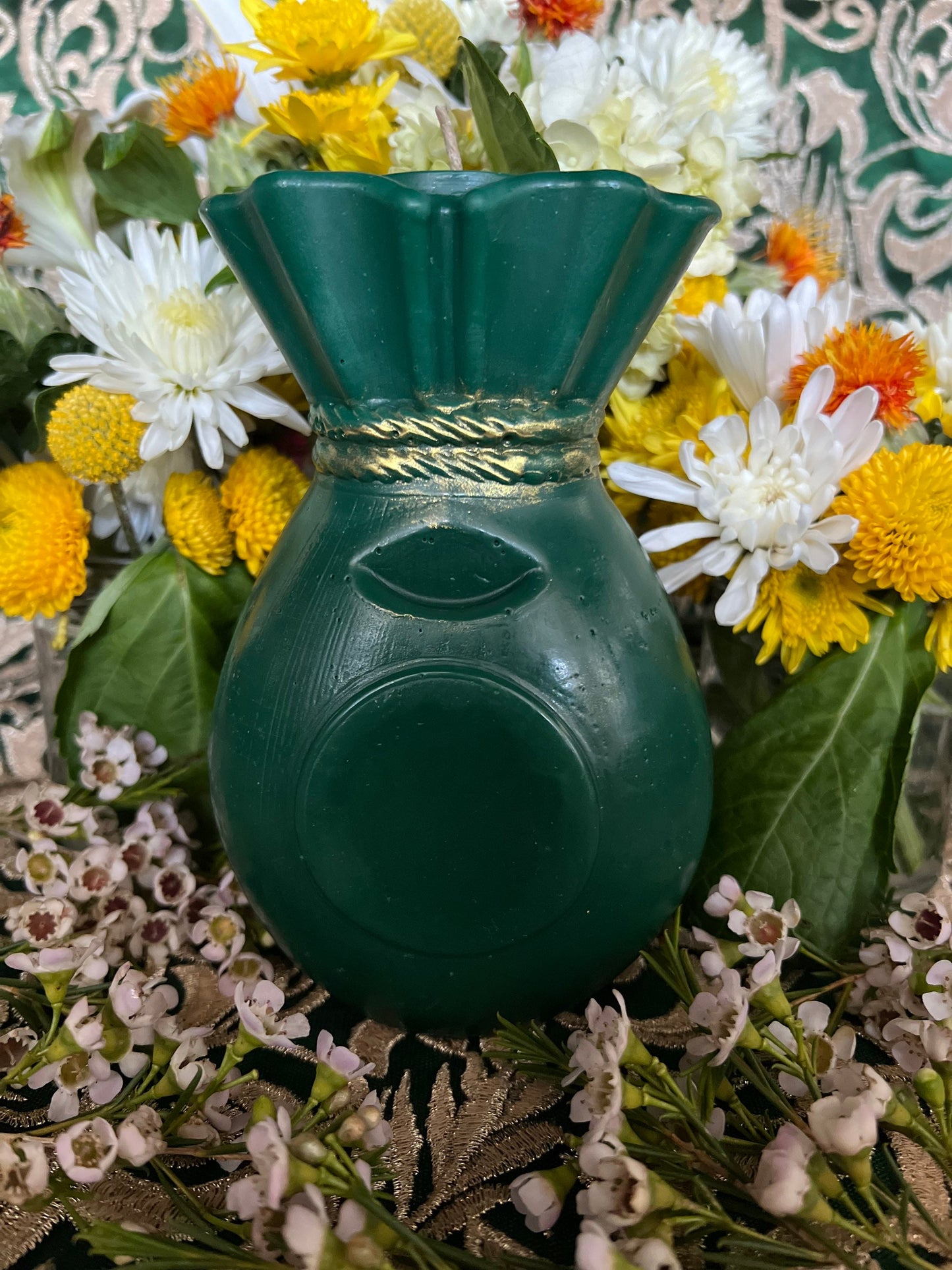 Money Bag Standing Candle + Prosperity + Wealth