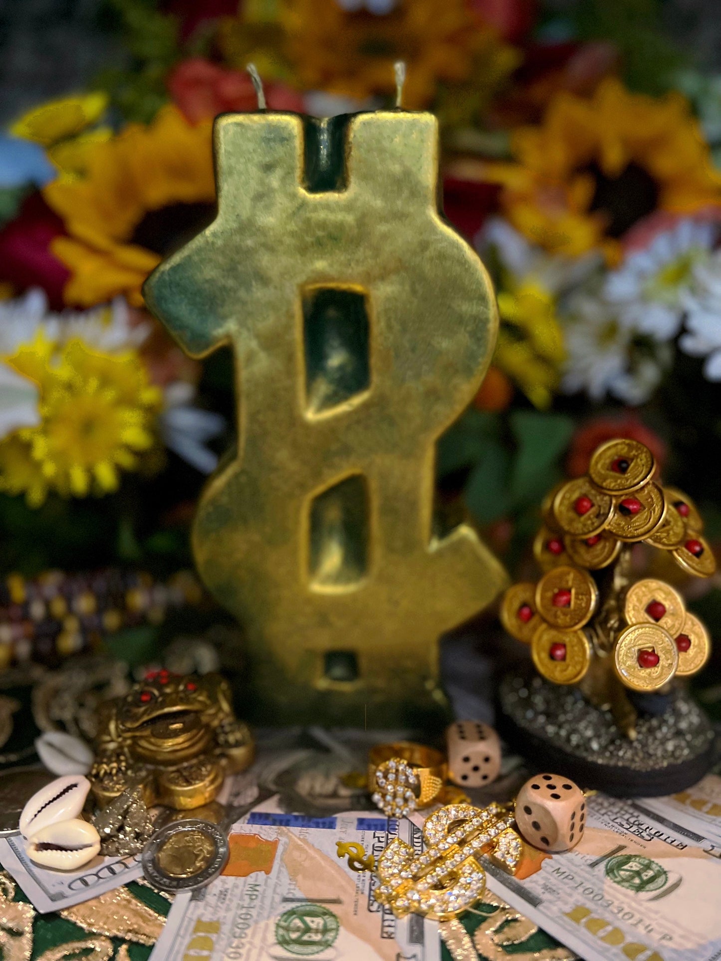 Big Dollar Sign Candle + Money Drawing + 8”