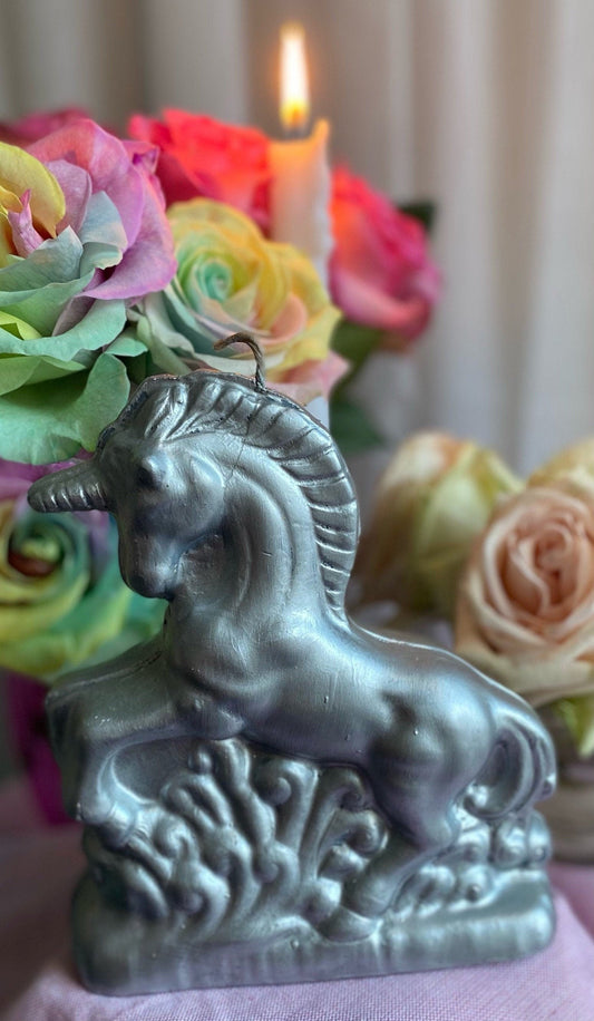 Silver Unicorn Candle