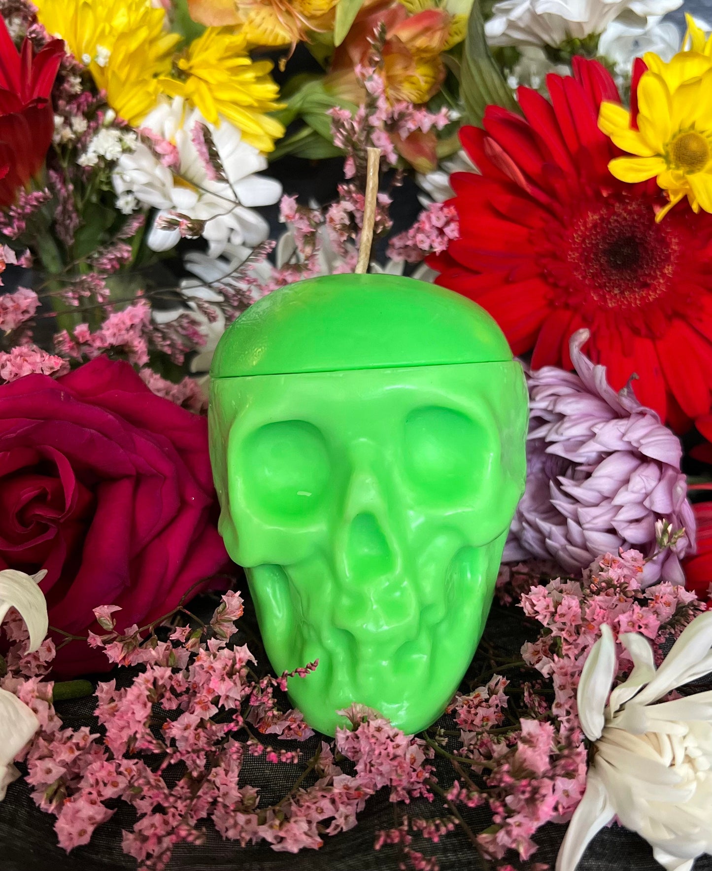 Neon Loadable Skull Candle + Influence Thoughts + Hoodoo + Voodoo + Conjure + Glows under Blacklight