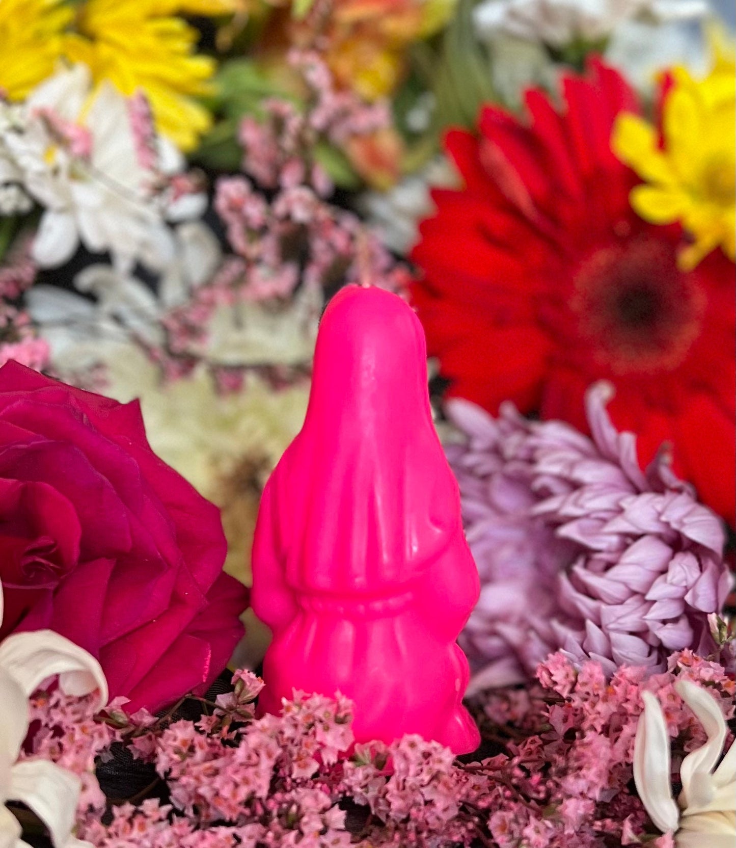 4” Neon Praying Mary Candle + Blessings + Spirituality + Glows under Blacklight