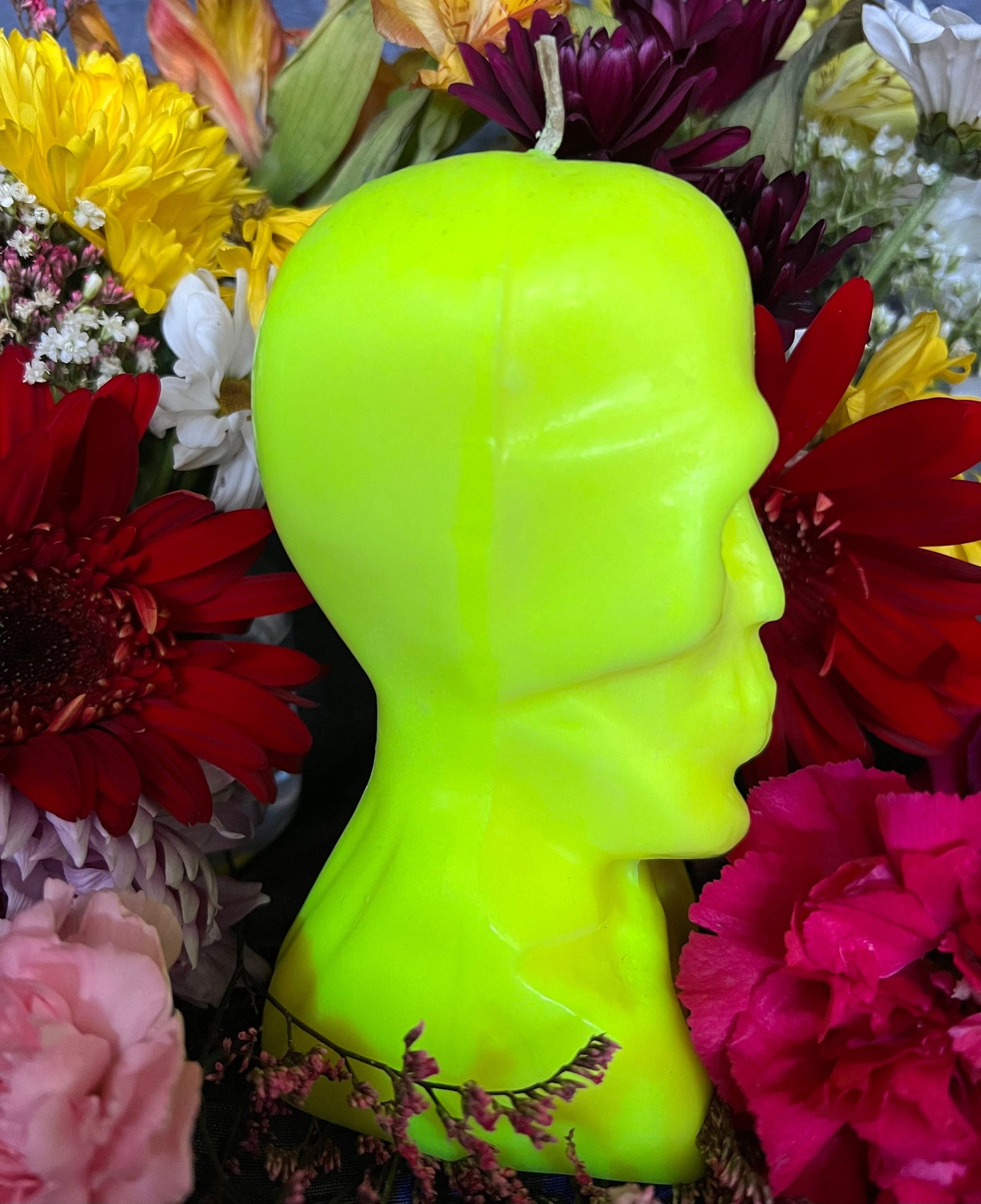 Neon Skull & Crossbones Candle + Glows under Blacklight