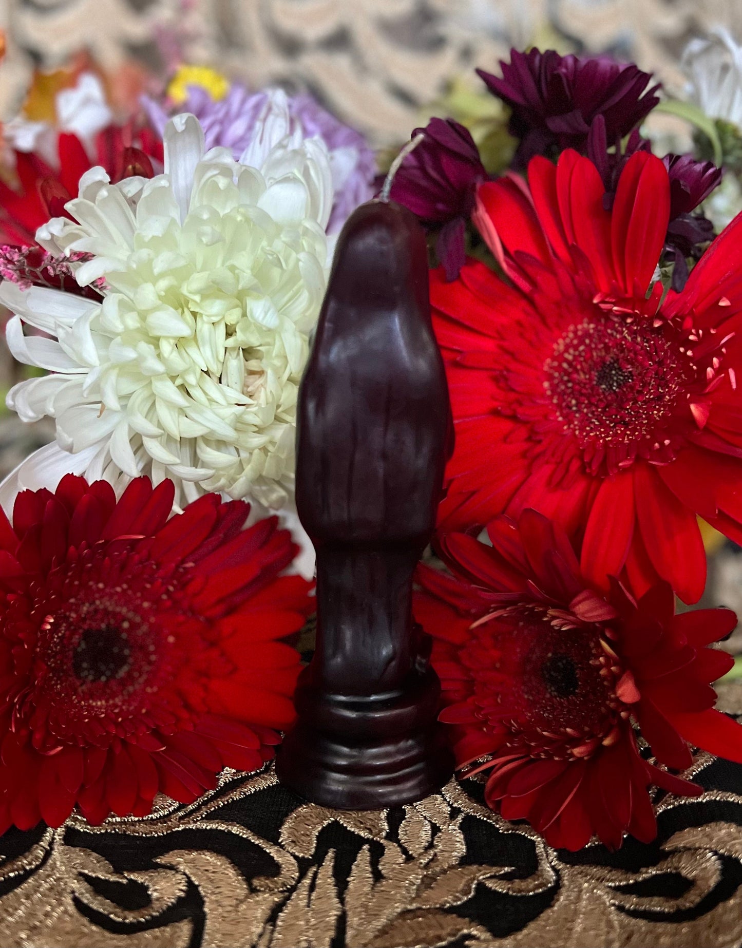 Santa Muerte Negra Reversing or Bleeding Figure Candle + Blessed + Reversing + Overcome Enemies