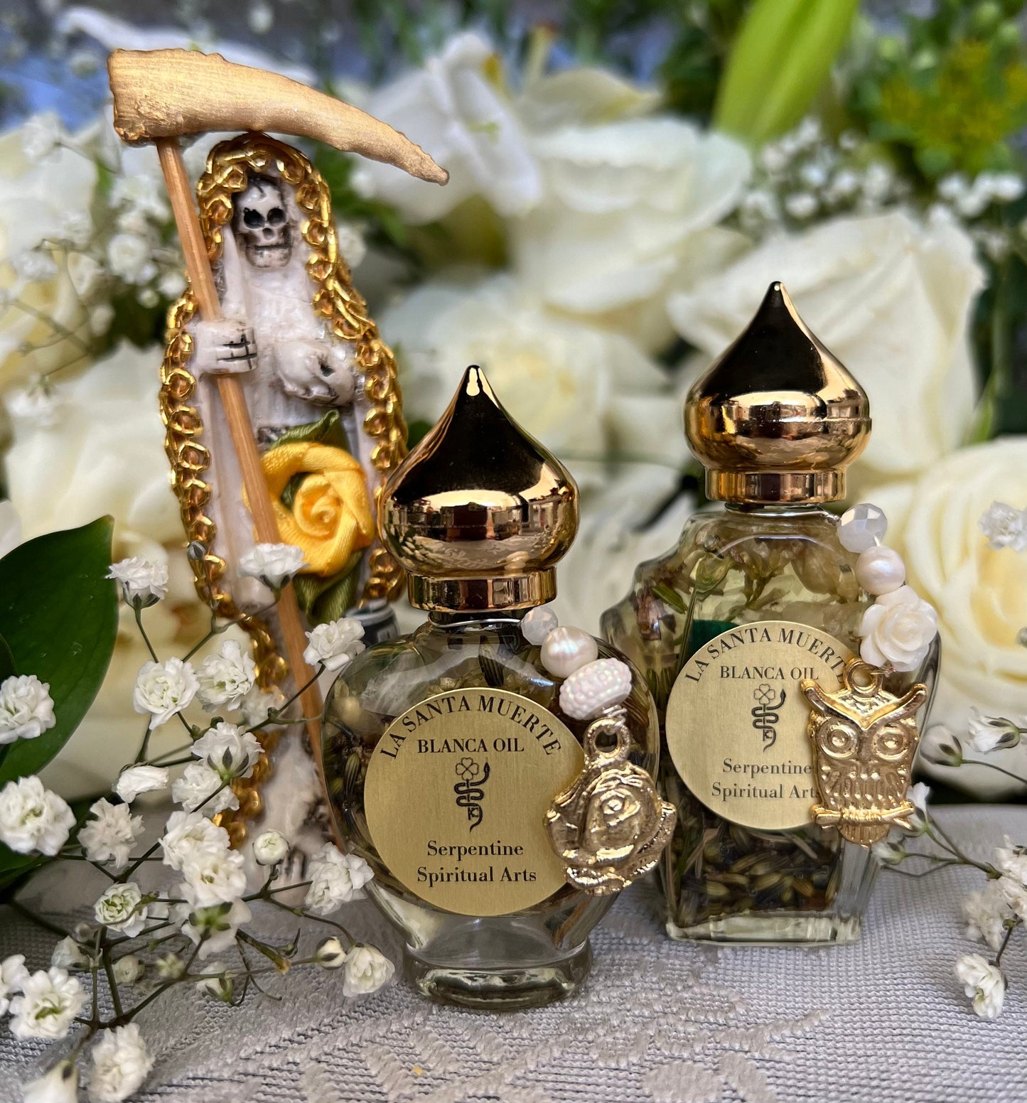 Santa Muerte Blanca Oil + Cleansing + Healing + Psychic