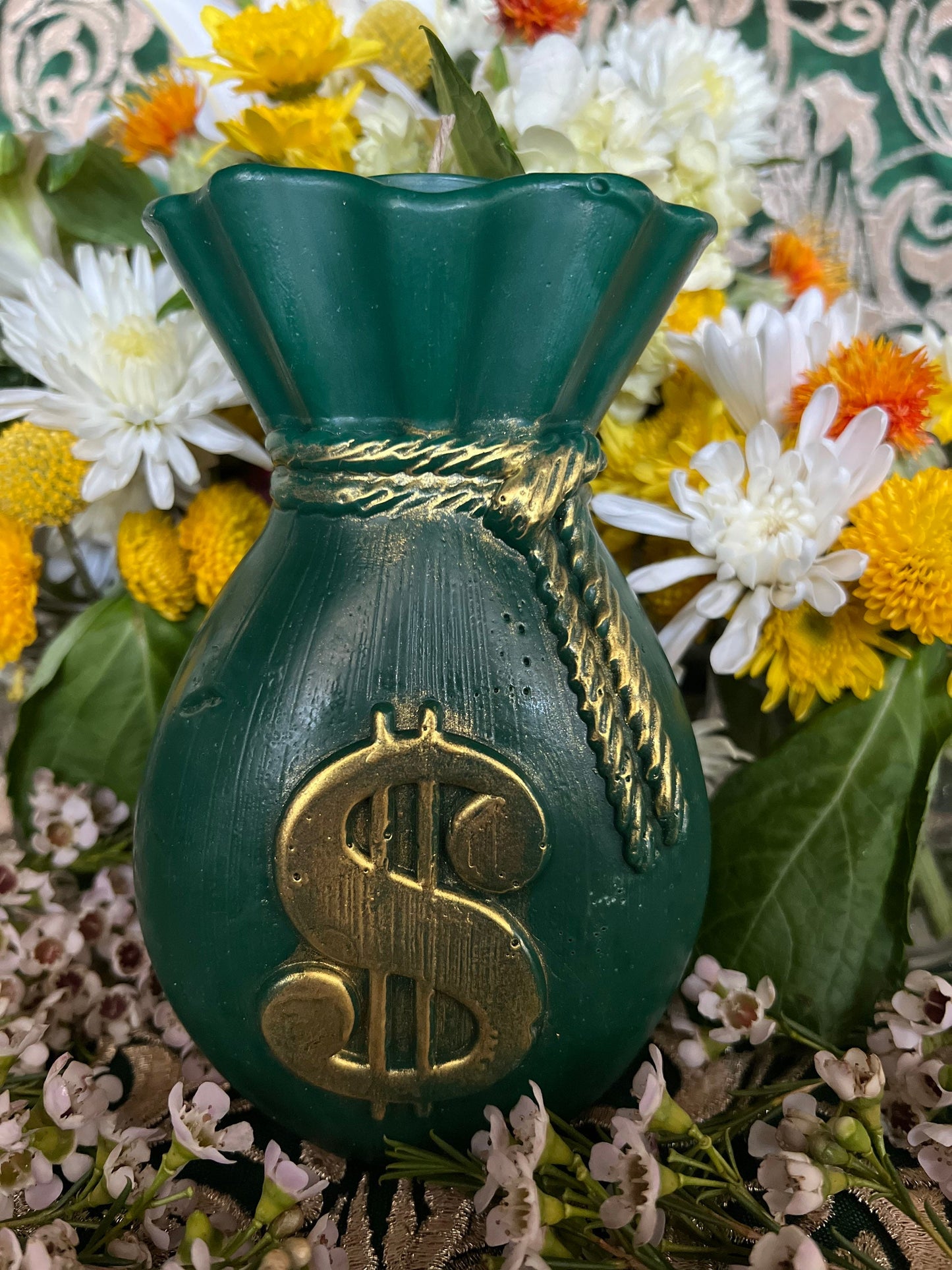 Money Bag Standing Candle + Prosperity + Wealth