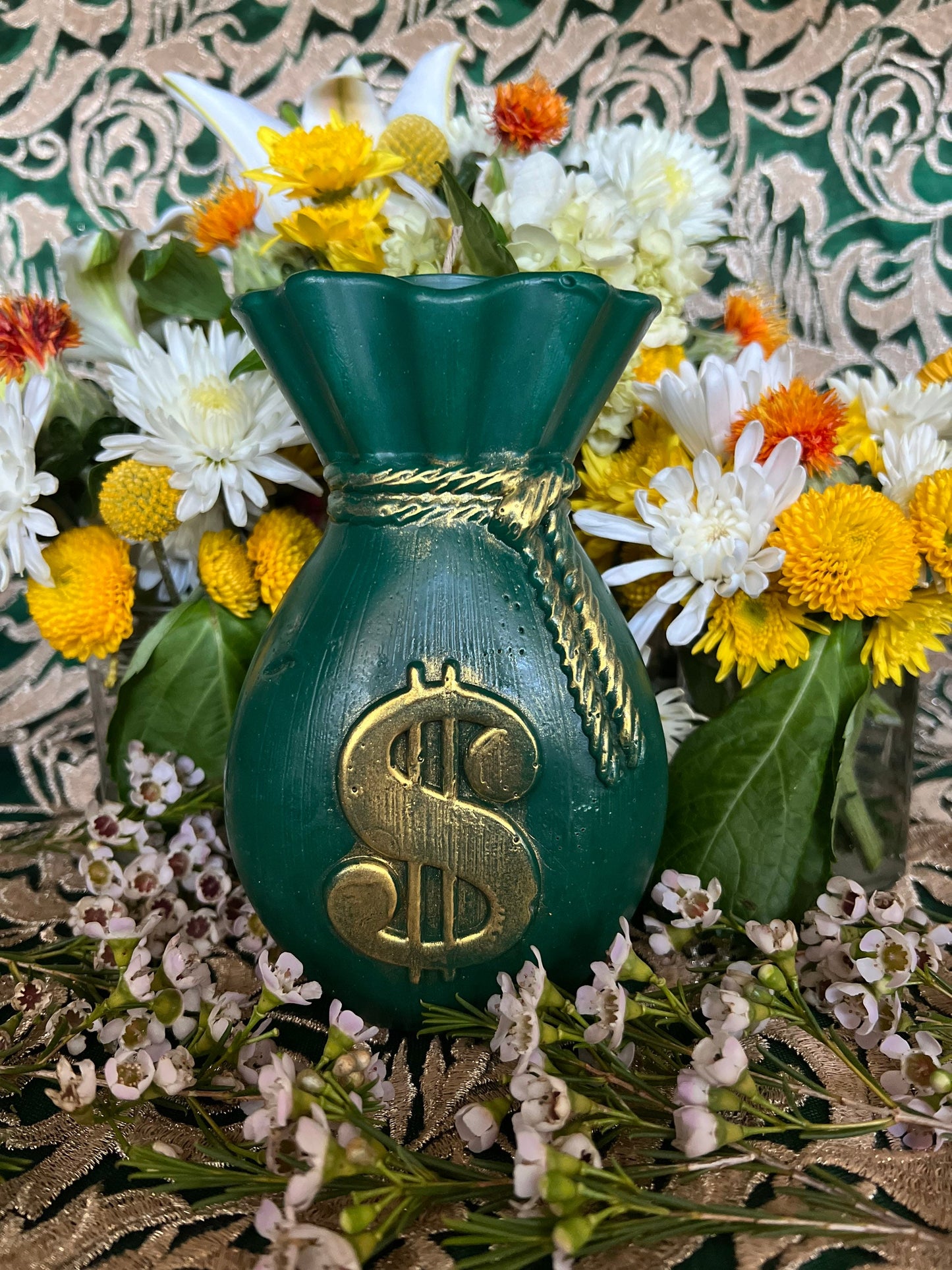 Money Bag Standing Candle + Prosperity + Wealth