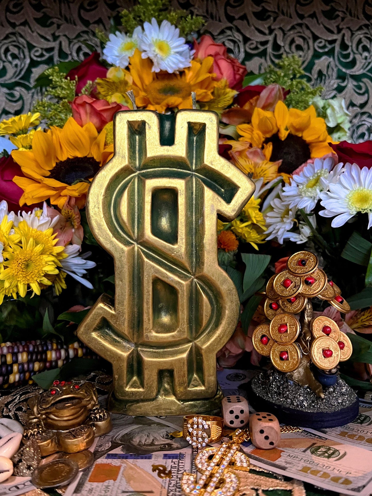 Big Dollar Sign Candle + Money Drawing + 8”