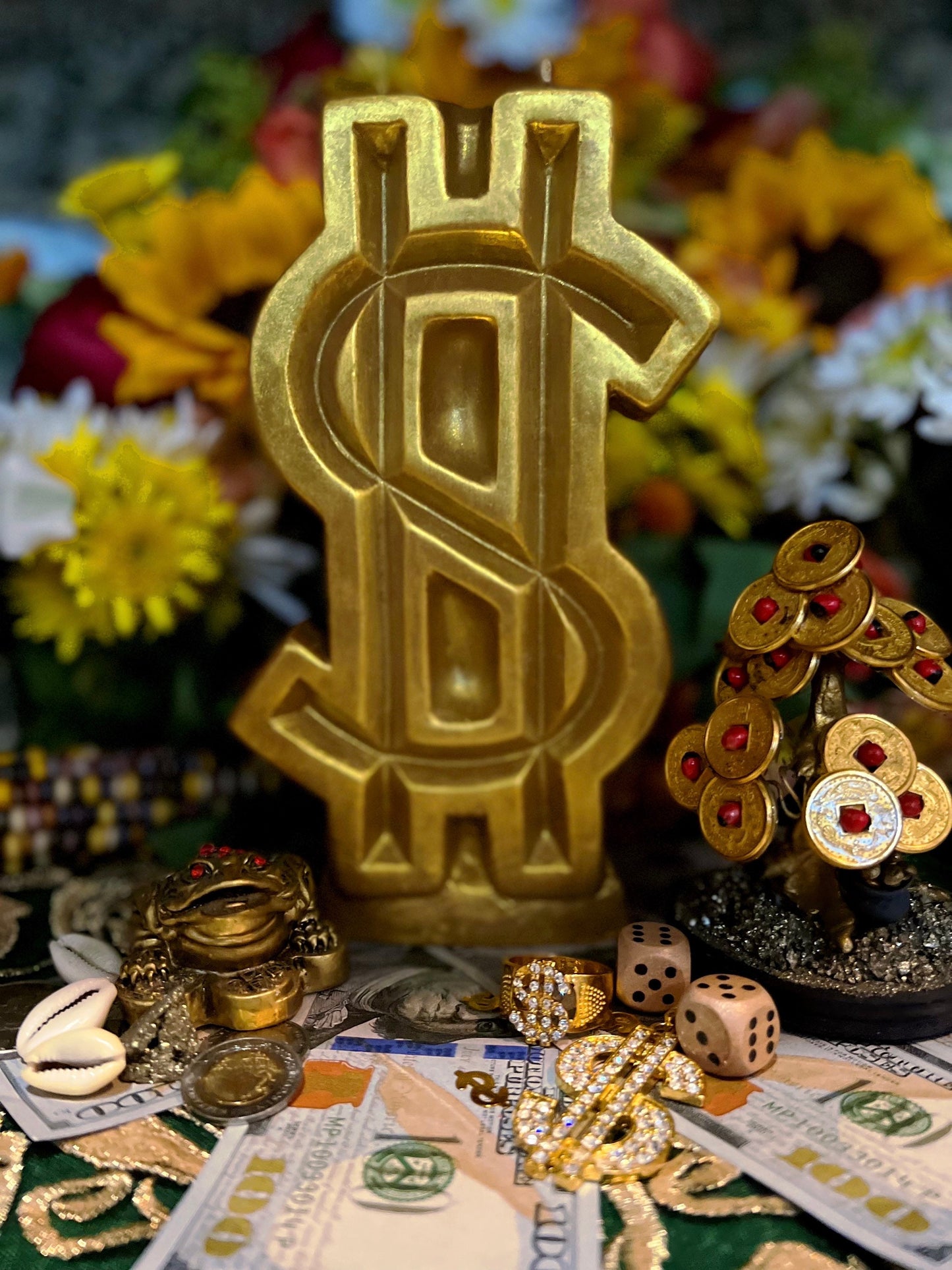 Big Dollar Sign Candle + Money Drawing + 8”