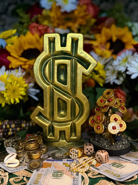 Big Dollar Sign Candle + Money Drawing + 8”