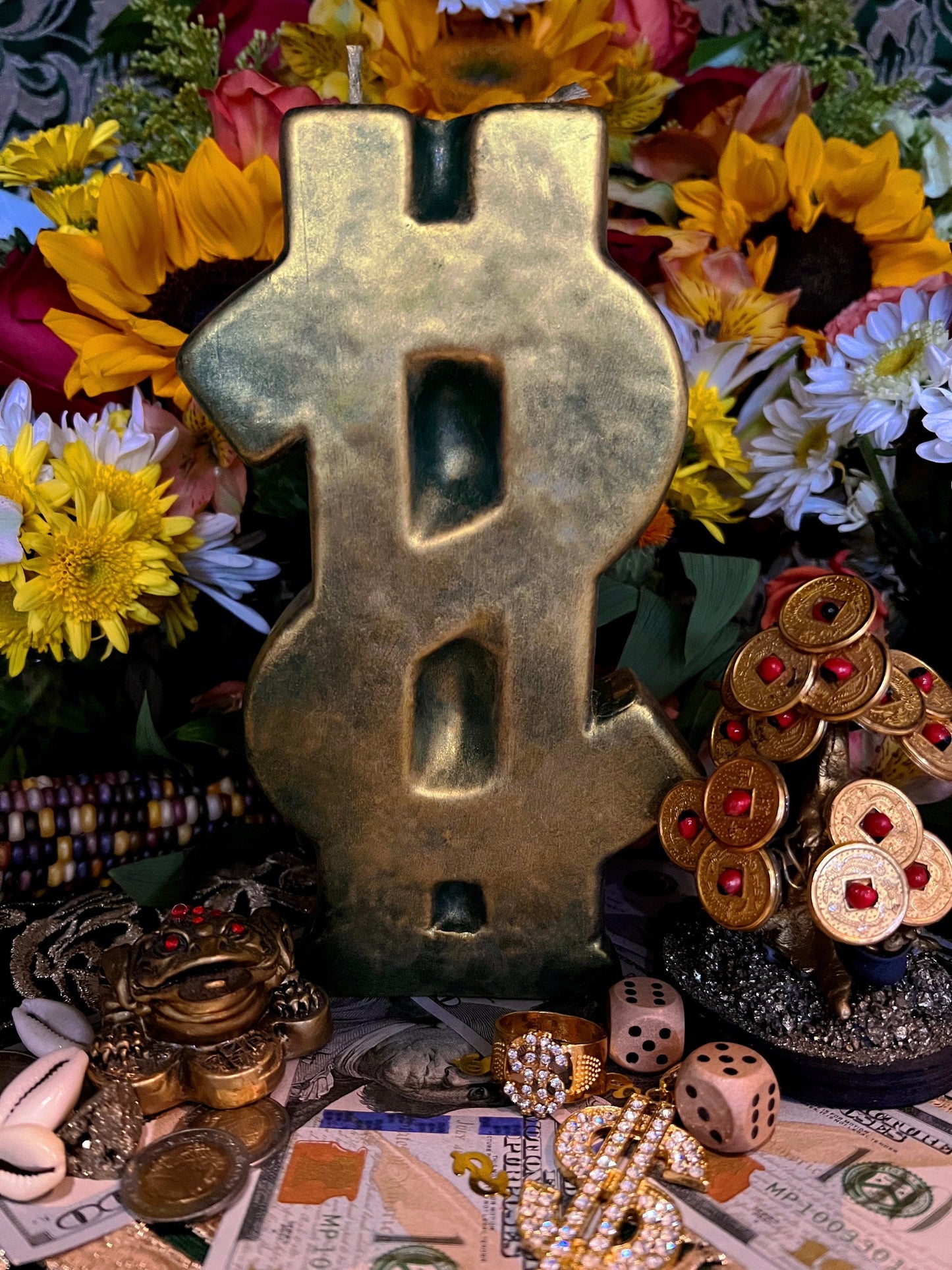Big Dollar Sign Candle + Money Drawing + 8”