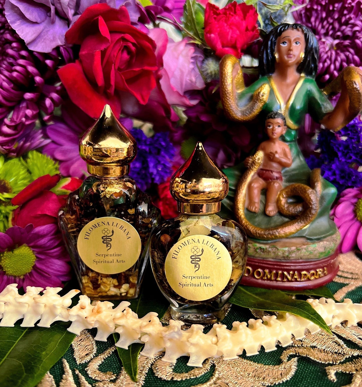 Filomena Lubana Oil + Santa Marta La Dominadora + Bring Man Back + Domination + Truth Revealed + 24K Gold + Marta La Culebra + Saint Martha The Dominator