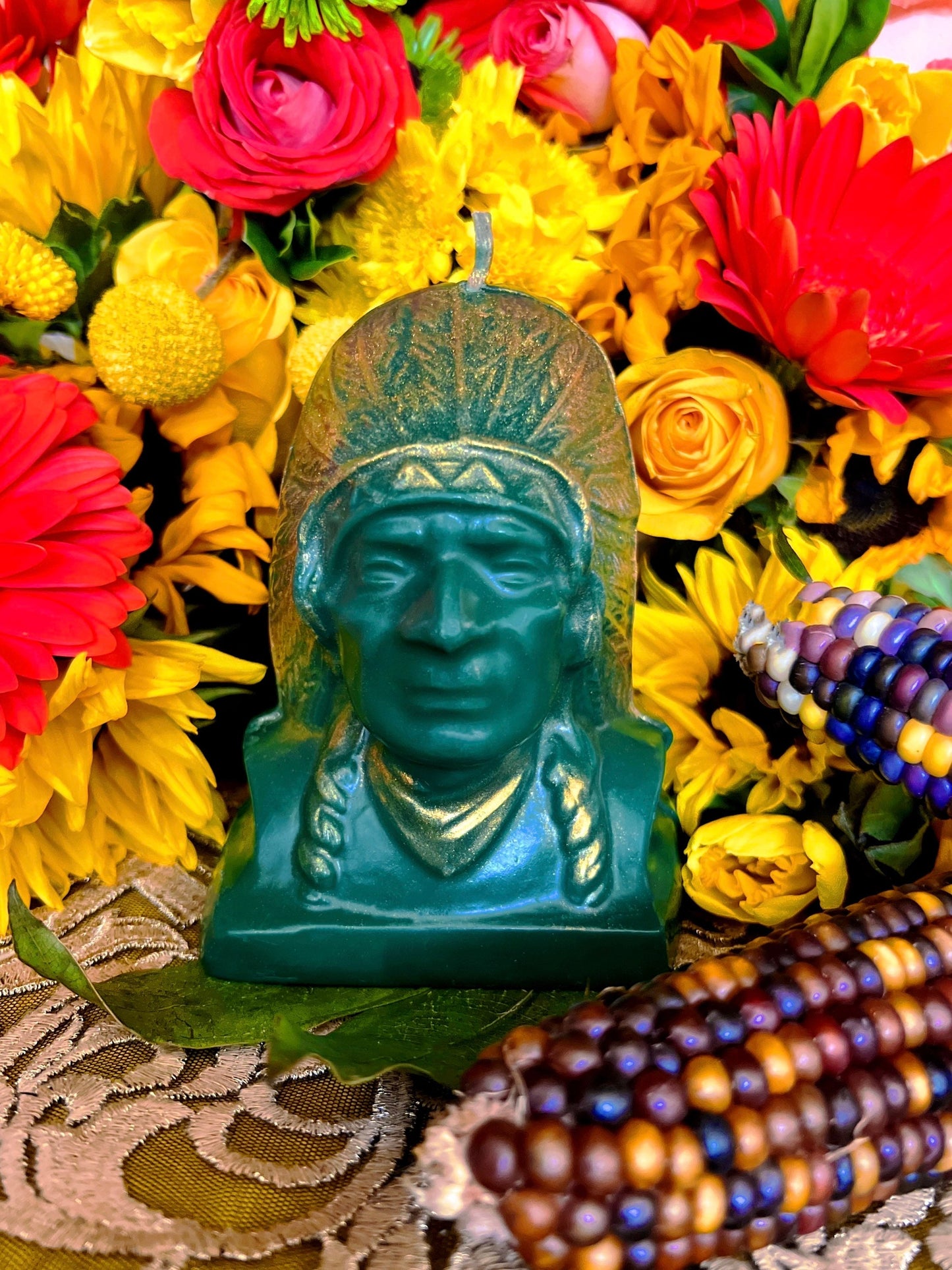 Native American Chief Candle + Indigenous + Indio + Indian + Blackhawk + Guidance + Protection