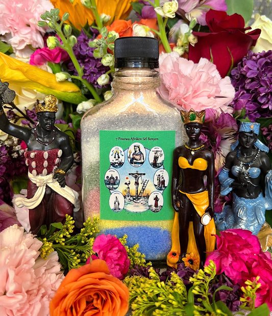 7 African Powers Bath Salts + Handcrafted in Haiti by Mambo + Traditional Ritual Bath (Spiritual Cleansing Bath) + Siete Potencias Africanas