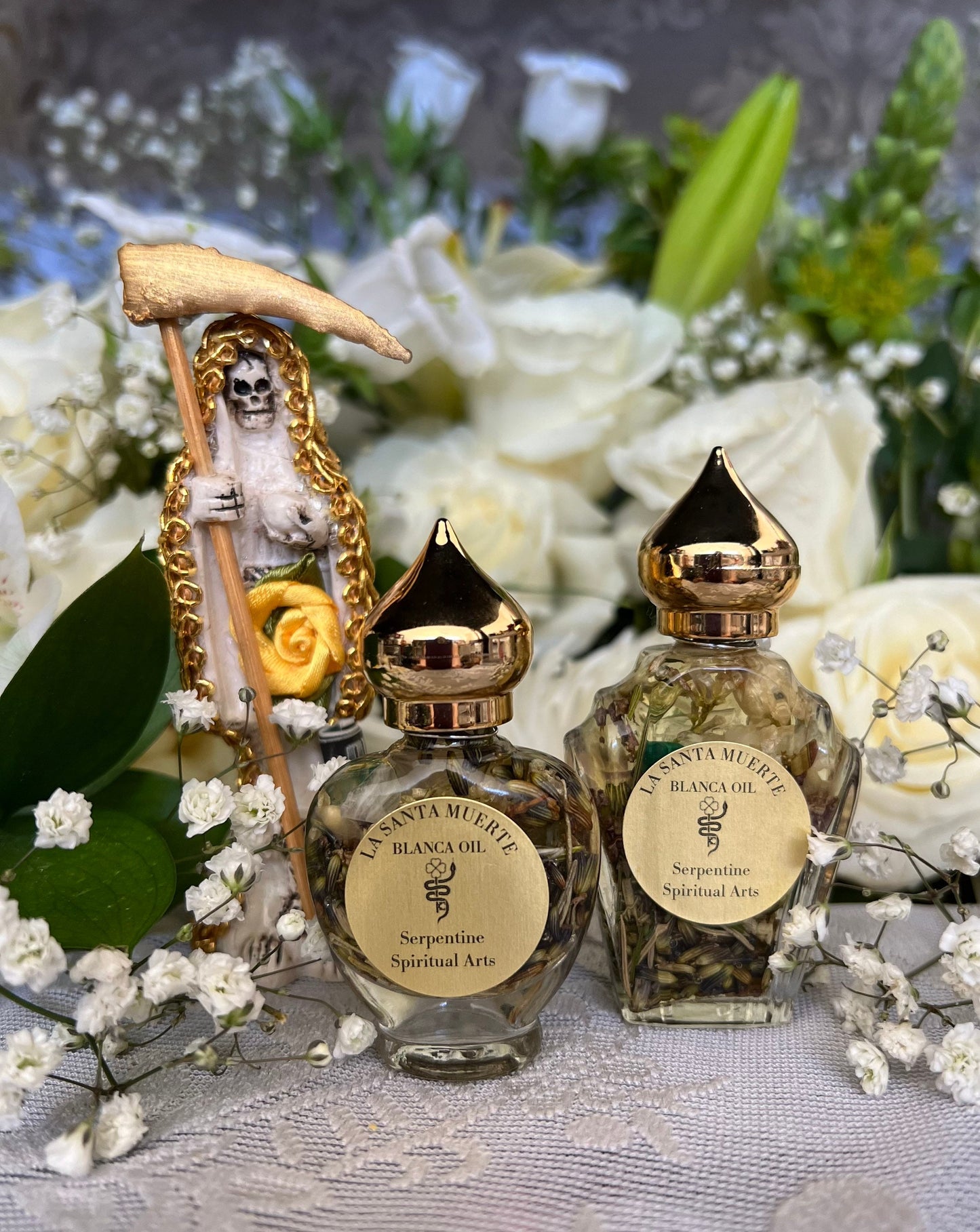 Santa Muerte Blanca Oil + Cleansing + Healing + Psychic