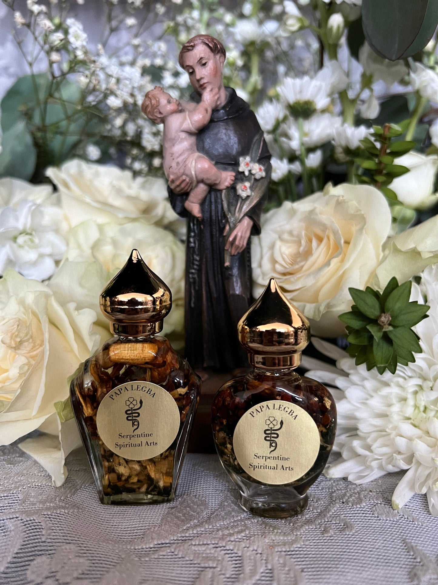 Papa Legba Oil + Abre Camino + Medal on Large Bottle Blessed + Saint Anthony