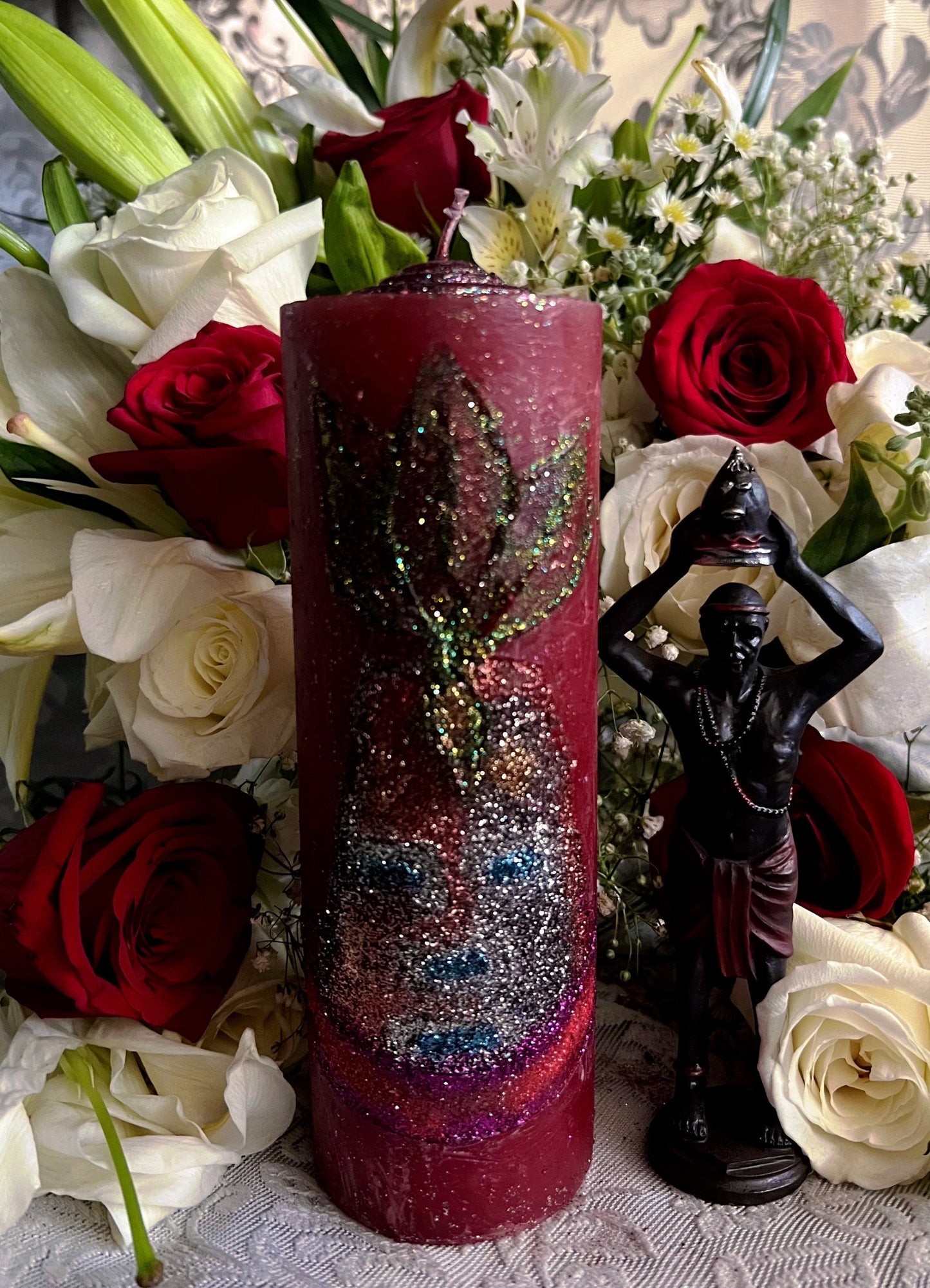 Elegua Hand Carved Candle + Abre Camino + Open Roads + Fixed
