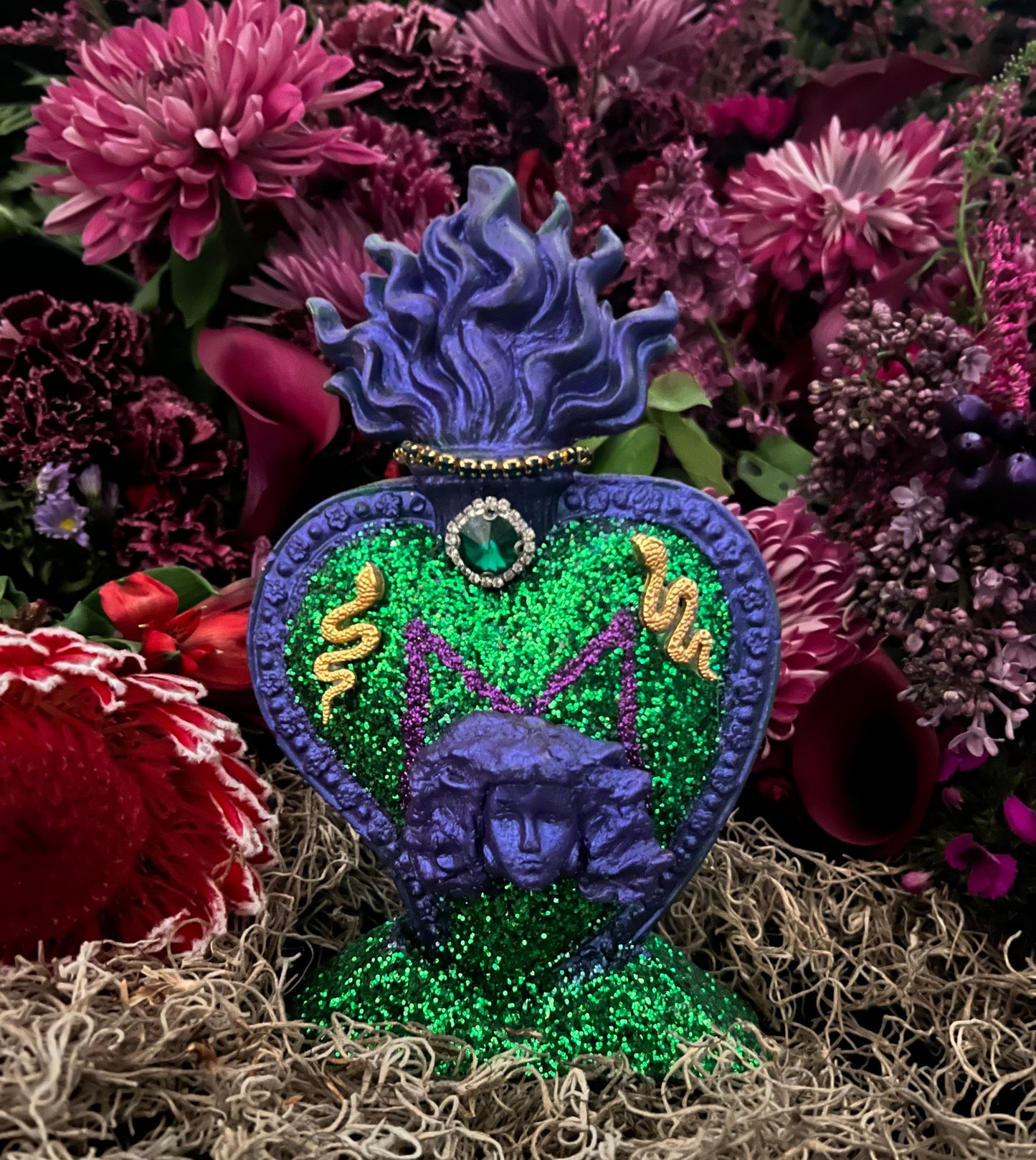 Filomena Lubana Flaming Heart Candle + Bring Man Back + Domination + Cleansed & Fixed + Santa Marta Dominadora + 24K Gold