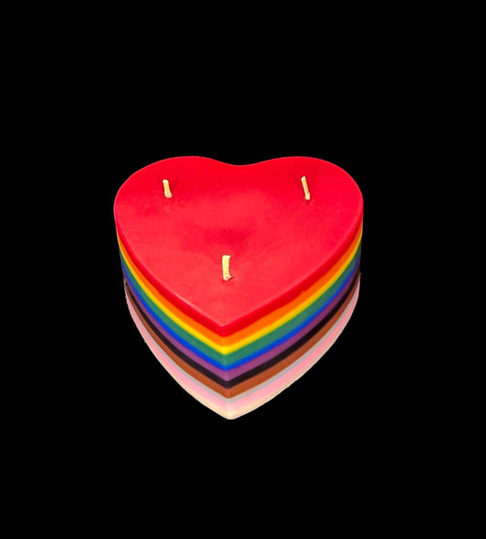 Large Queer Pride Heart Candle + Diversity + Love Wins