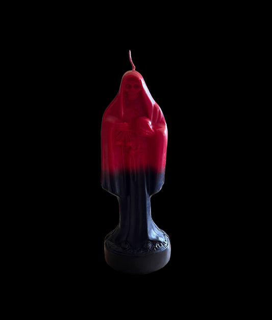 Santa Muerte Negra y Roja Candle + Reversing + Protection + Binding + + War