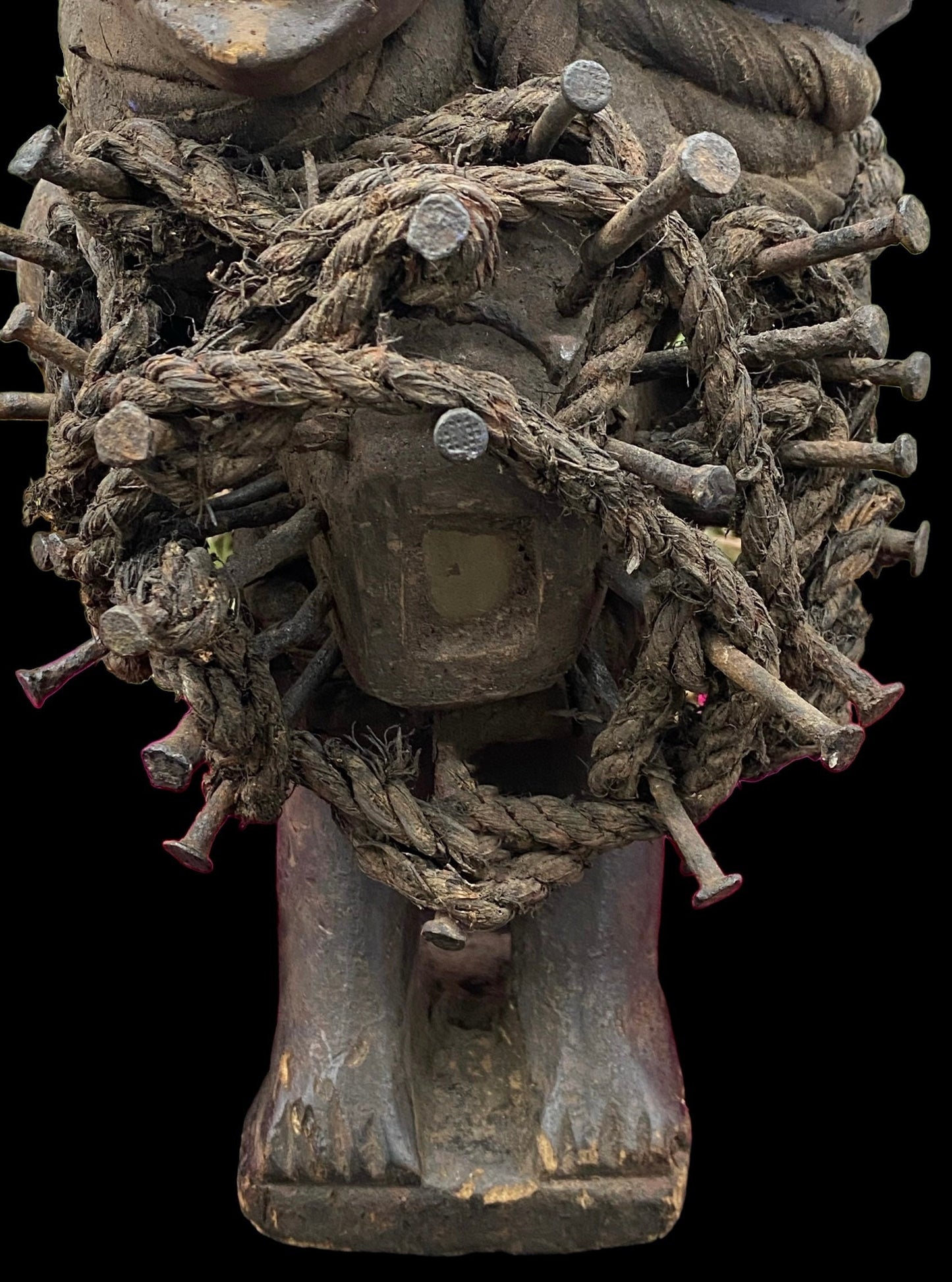 Nkisi Two-Headed with Glass Statue + Shigidi + Fetish from Kongo for Protection + One of a Kind