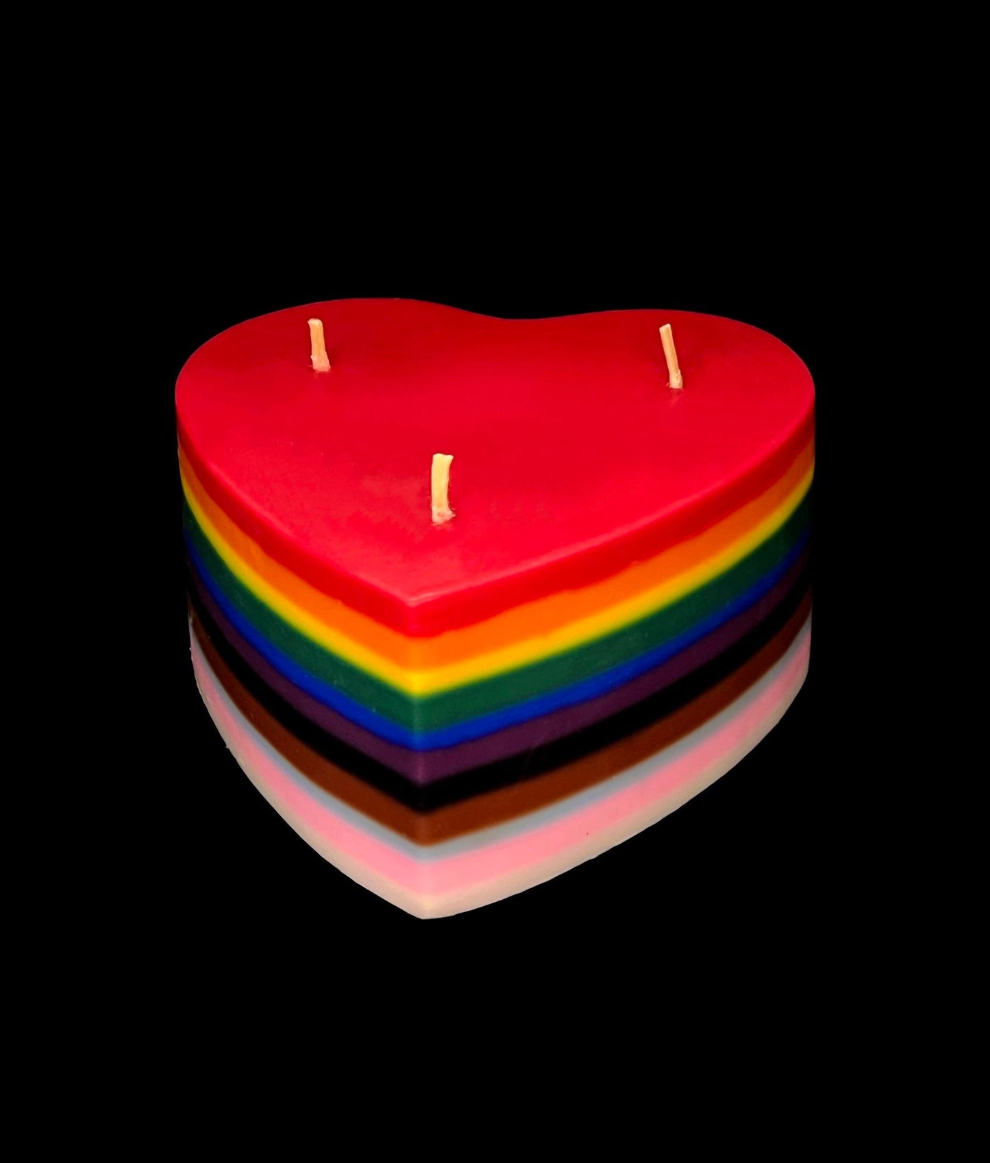 Large Queer Pride Heart Candle + Diversity + Love Wins