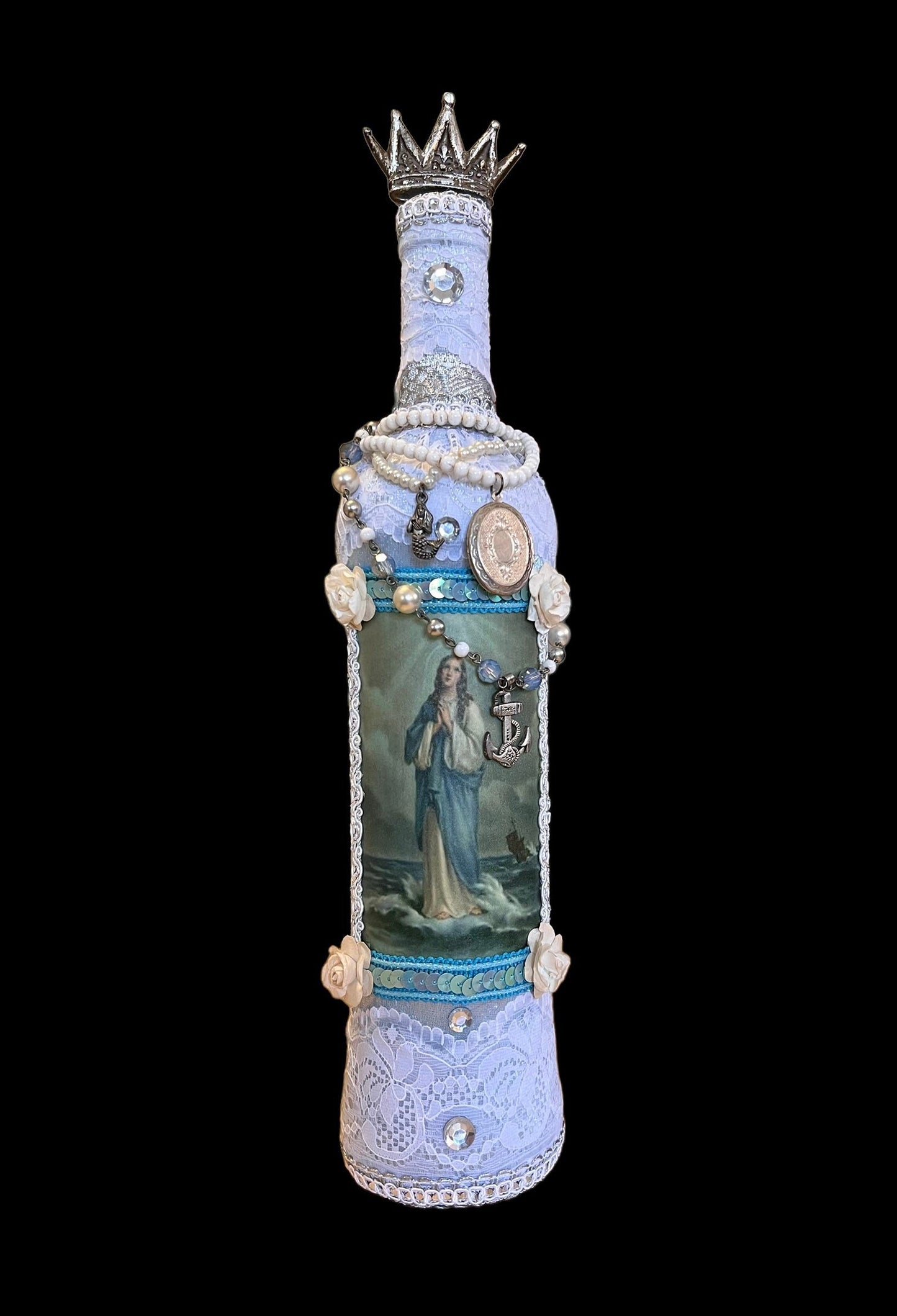 La Sirene Boutey / Bottle + Stella Maris + Blessed + Yemaya + Made by Haitian Vodou Initiate + Spiritual Art + One of a Kind