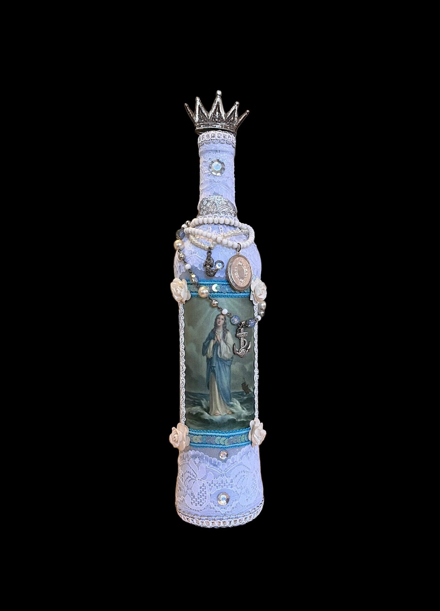 La Sirene Boutey / Bottle + Stella Maris + Blessed + Yemaya + Made by Haitian Vodou Initiate + Spiritual Art + One of a Kind