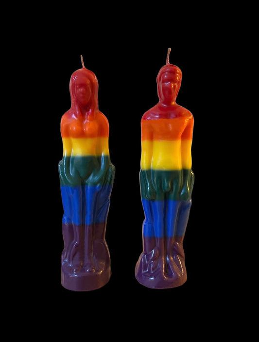 Male & Female LGBTQ+ Pride Rainbow Figure Candles + Gay + Lesbian + Bisexual