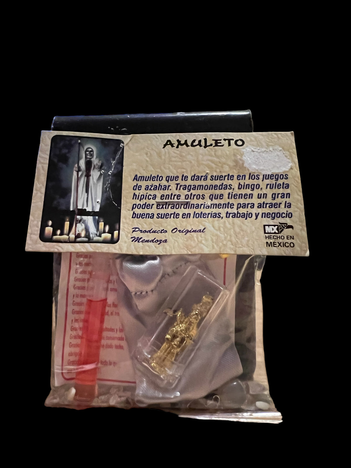 Santa Muerte Blanca Amulet + Made in Mexico + Amuleto + Morralito