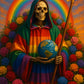 Santa Muerte Siete Colores Novena Candle Working + All-Purpose + Love + Luck + Money + Abundance + Blessing + Siete Potencias