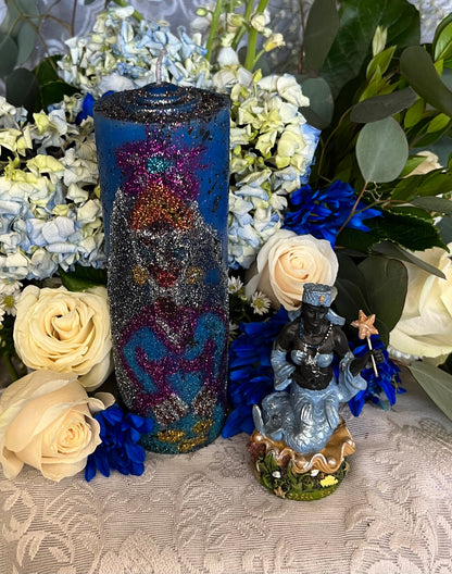 Vela de Yemayá entalhada à mão + proteção da família + Orixá + Santeria + Ifá + iorubá + Lukumi + Santerismo