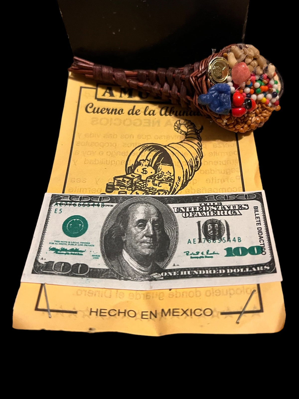 Levante Negocios Cornucopia Amulet + Better Business + Money + Prosperity + Made in Mexico + Amuleto + Morralito + Blessed