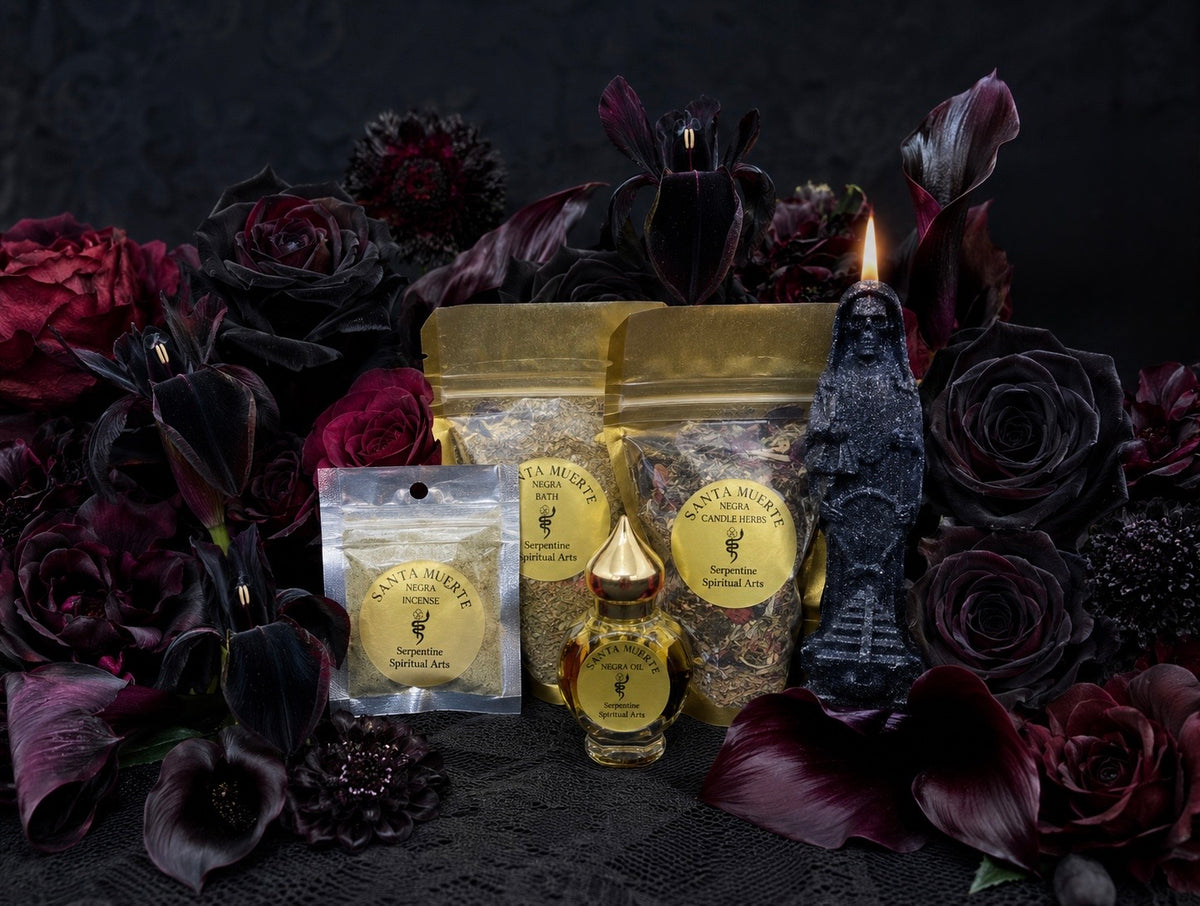 Santa Muerte Negra Ritual Set + Protection + Reversing + Witchcraft + Controlling + Necromancy + Revenge + Blessed