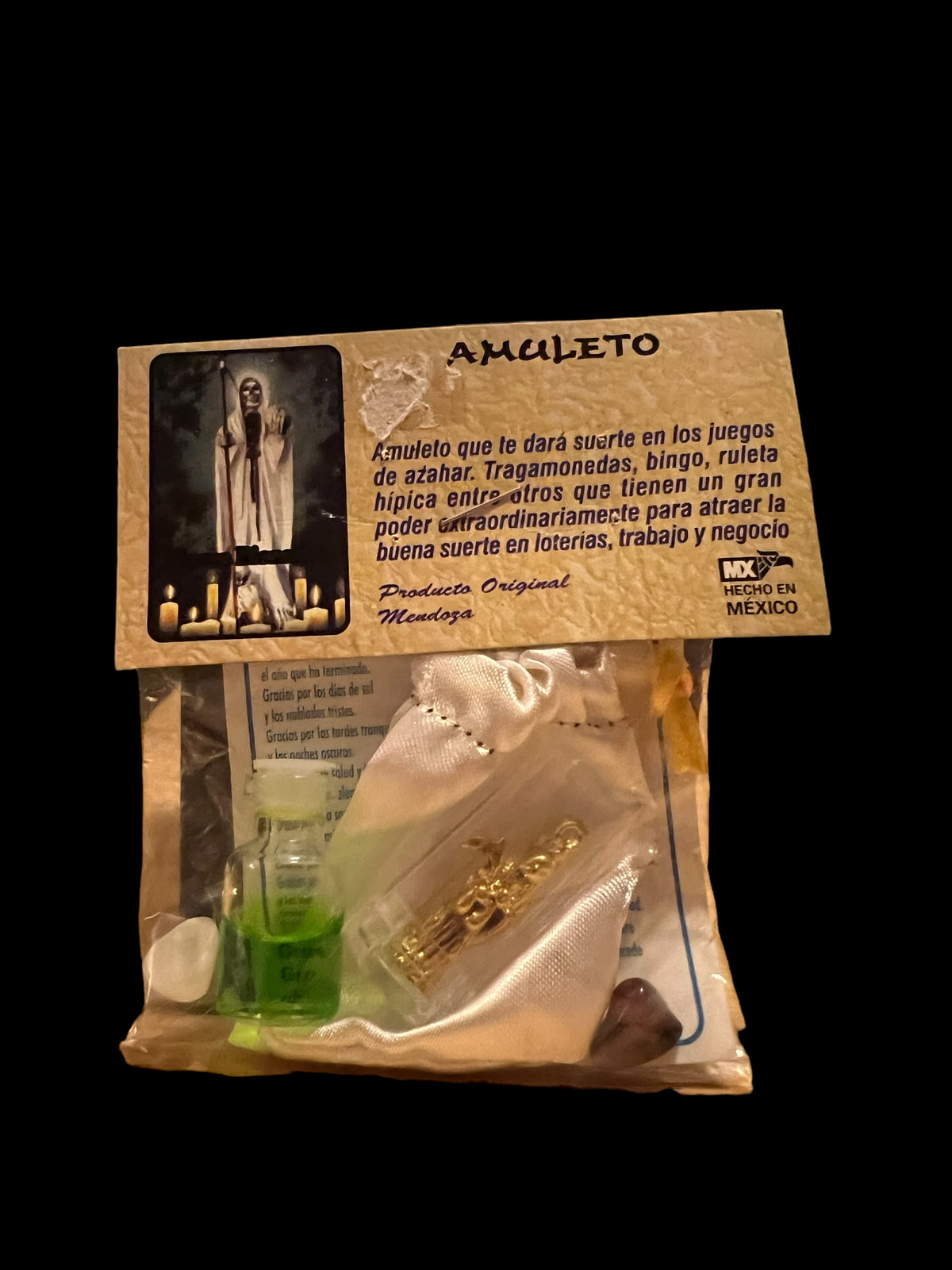 Santa Muerte Blanca Amulet + Protection + Luck + Made in Mexico + Amuleto + Morralito