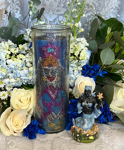 Vela de Yemayá entalhada à mão + proteção da família + Orixá + Santeria + Ifá + iorubá + Lukumi + Santerismo