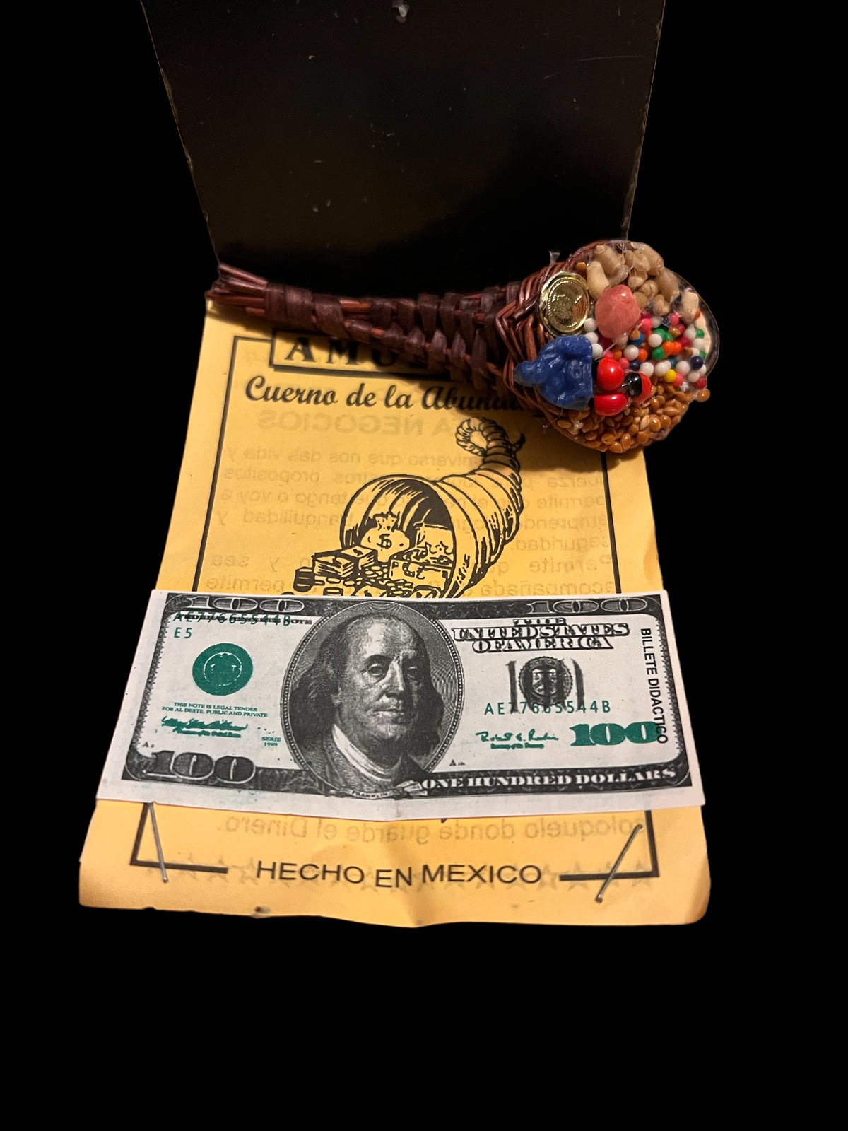 Levante Negocios Cornucopia Amulet + Better Business + Money + Prosperity + Made in Mexico + Amuleto + Morralito + Blessed