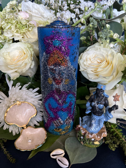 Vela de Yemayá entalhada à mão + proteção da família + Orixá + Santeria + Ifá + iorubá + Lukumi + Santerismo