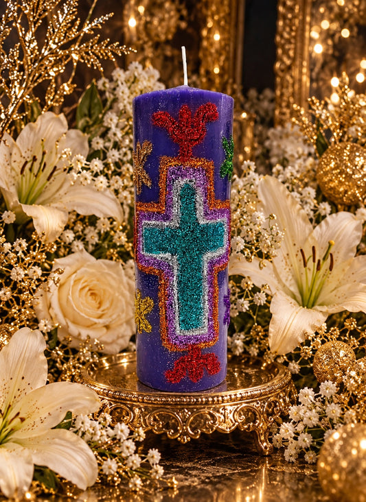 Vela Talhada à Mão das Bênçãos de Ano-Novo + Abundância + Prosperidade + Amor + Dinheiro + Saúde + Sorte