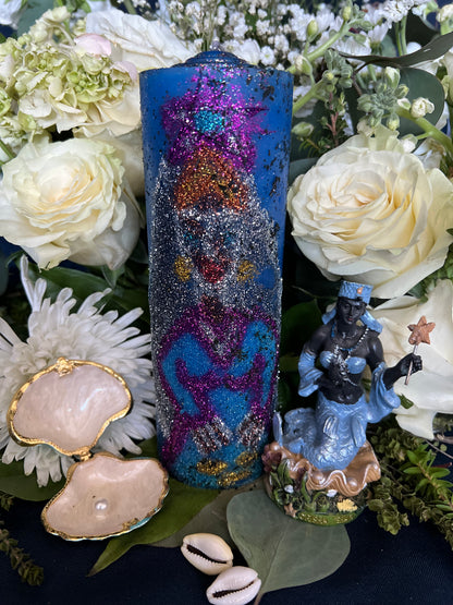 Vela de Yemayá entalhada à mão + proteção da família + Orixá + Santeria + Ifá + iorubá + Lukumi + Santerismo