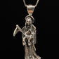 Santa Muerte Silver Necklace + Sterling Silver .925 + Protection + Money + Blessed + Love + Made in Mexico + Stainless Steel Chain (Copy)