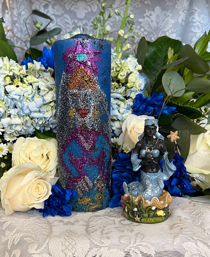 Vela de Yemayá entalhada à mão + proteção da família + Orixá + Santeria + Ifá + iorubá + Lukumi + Santerismo