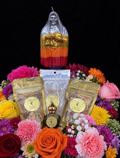 Conjunto ritualístico da Santa Muerte Siete Colores