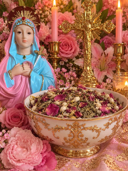 Banho de ervas para amor e luxo Metresili + Fama + Beleza + Ezili Freda + Metres Ezili Freda + Abençoado + Use antes de trabalhos de amor e prosperidade + Erzulie Freda + Intuição ampliada + Sucesso na escrita + Criatividade + Cura