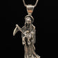Santa Muerte Silver Necklace + Sterling Silver .925 + Protection + Money + Blessed + Love + Made in Mexico + Stainless Steel Chain