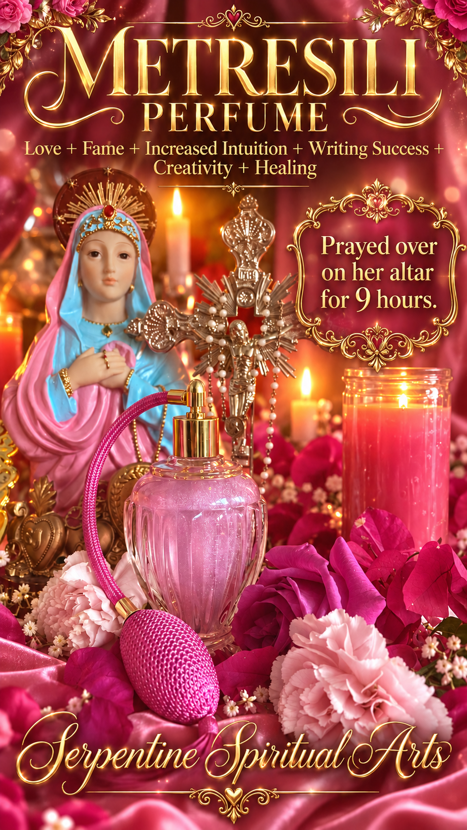 Metresili Love & Luxury Perfume + Fame + Beauty + Metricili + Mater Dolorosa + Metres Ezili Freda + Erzulie Freda + Increased Intuition + Writing Success + Creativity + Healing