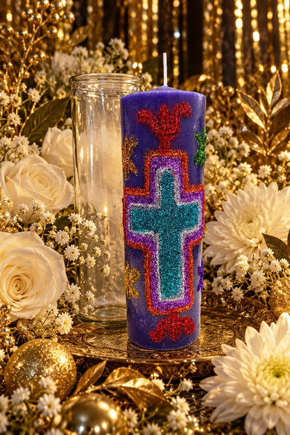 Vela Talhada à Mão das Bênçãos de Ano-Novo + Abundância + Prosperidade + Amor + Dinheiro + Saúde + Sorte