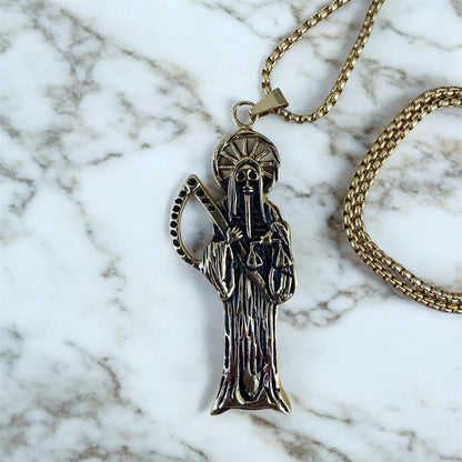 Colar da Santa Muerte + Proteção + Dinheiro + Abençoado + Amor + Fabricado no México + Aço inoxidável
