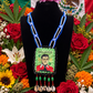 Jesus Malverde Blue & White Escapulario + Protection + Made in Mexico + Blessed + Cowrie Shells