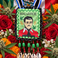 Jesus Malverde Blue & White Escapulario + Protection + Made in Mexico + Blessed + Cowrie Shells