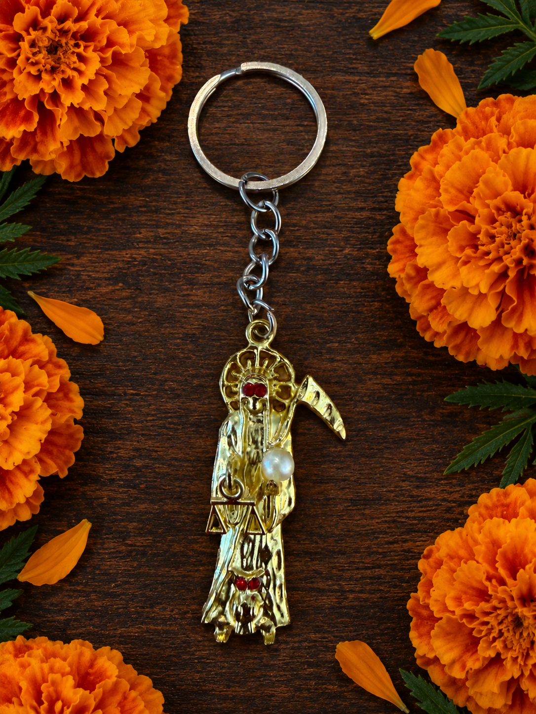 Santa Muerte Keychain + Protection + Money + Blessed + Love + Made in Mexico